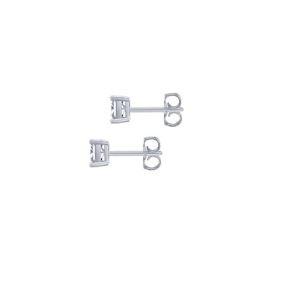 5mm 925 Sterling Silver Clear CZ Stud Earrings - Picture 3 of 3